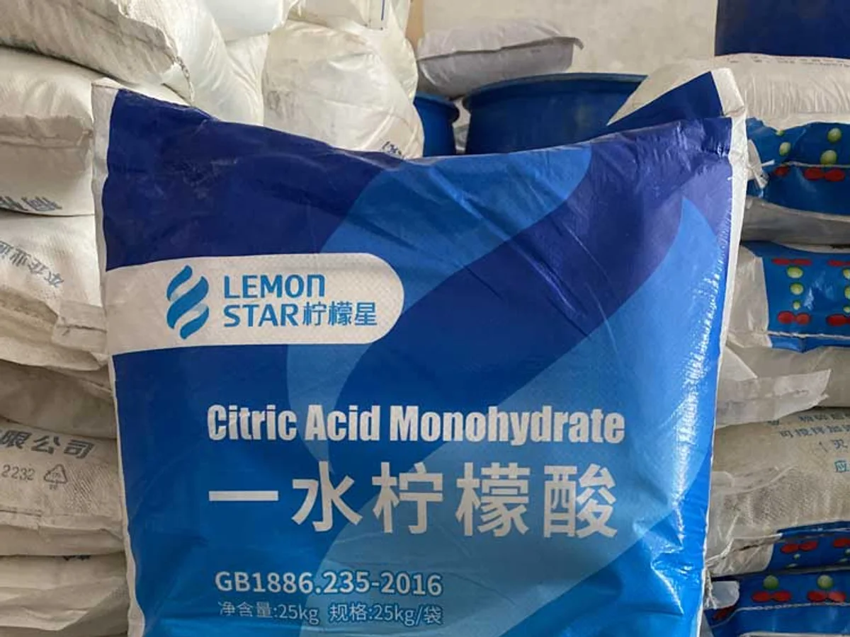 一水柠檬酸25公斤包装参考图